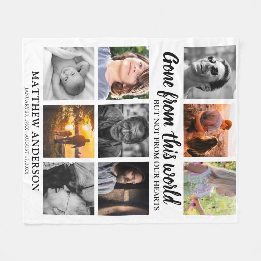 Tribute Family Photo Collage Memorial Keepslag Fleece Deken (Voorkant (Horizontaal))