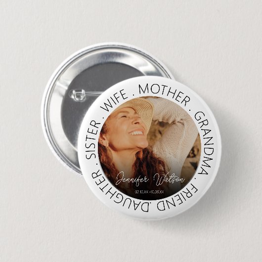 Tribute Photo Memorial Funeral Ronde Button 5,7 Cm (Voorkant /achterkant)