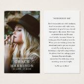 Tribute Photo Sympathy Funeral Prayer Card Visitekaartje (Voorkant /achterkant)