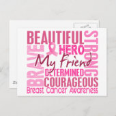 Tribute Square Friend Breast Cancer Briefkaart (Voorkant / Achterkant)