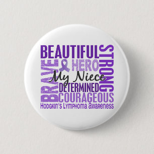 Tribute Square Niece Hodgkins Lymphoma Ronde Button 5,7 Cm