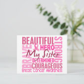 Tribute Square Sister Breast Cancer Briefkaart (Staand voorkant)