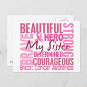 Tribute Square Sister Breast Cancer Briefkaart (Voorkant / Achterkant)