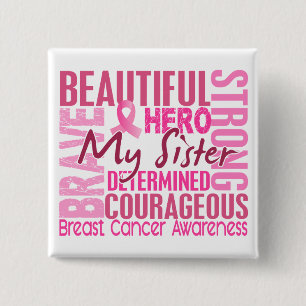 Tribute Square Sister Breast Cancer Vierkante Button 5,1 Cm