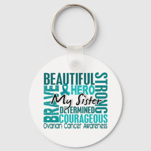 Tribute Square Zuster Ovarian Cancer Sleutelhanger