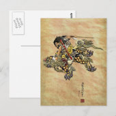 Tribute to Hokusai - Shoki Riding Shishi Lion Briefkaart (Voorkant / Achterkant)