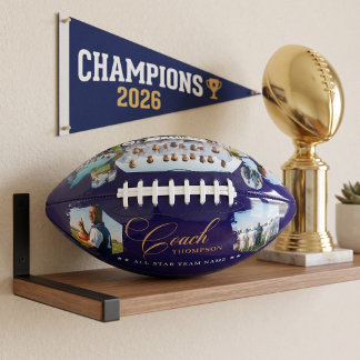Tributecollage voetbalteamfoto voor coach american football