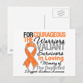 tribuut ondersteuning van leukemiebewustzijn briefkaart (Voorkant / Achterkant)