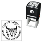 Tribuut Stier Koe Schedel Veren Bibliotheek Boekna Zelfinktende Stempel (In situ)