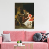 Tric-trac-spelers met een dame en haar hond canvas afdruk (Insitu (Woonkamer))