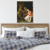 Tric-trac-spelers met een dame en haar hond canvas afdruk (Insitu (Slaapkamer))