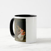 Tric-trac-spelers met een dame en haar hond mok (Voorkant links)