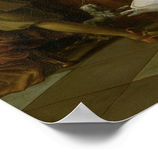 Tric-trac-spelers met een dame en haar hond poster (Hoek)