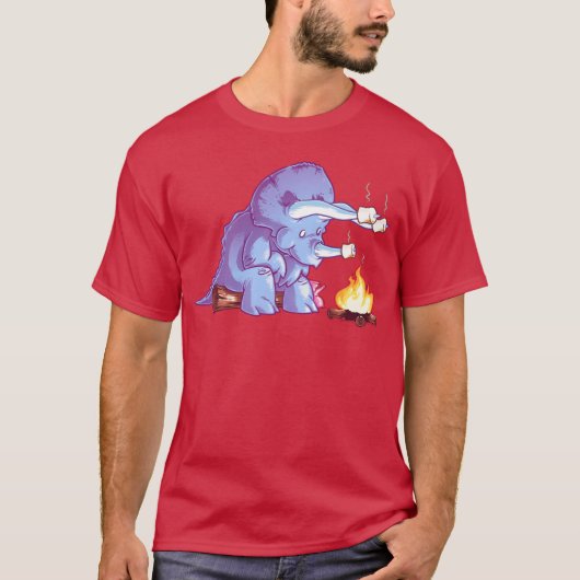 Triceramallows camp fire dinosaur funny t-shirt (Voorkant)