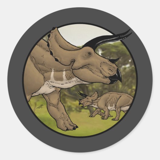 Triceratops #2 ronde sticker (Voorkant)