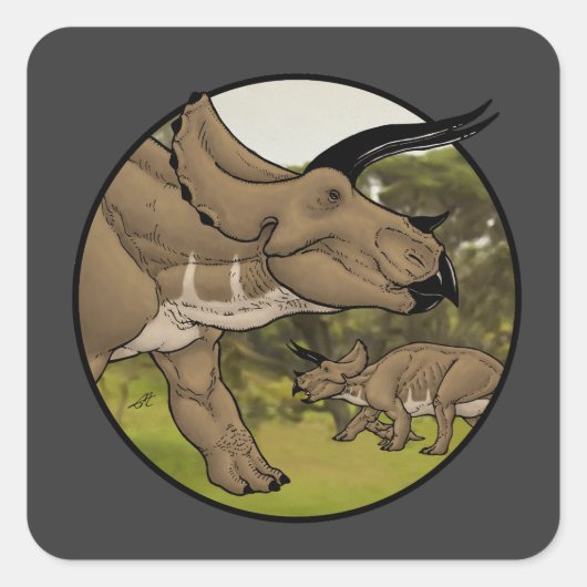 Triceratops #2 vierkante sticker (Voorkant)
