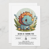 Triceratops afdrukbare dinosaurus jongen verjaarda kaart (Voorkant / Achterkant)