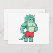Triceratops als bodybuilder bij bodybuilding briefkaart (Voorkant / Achterkant)