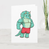 Triceratops als bodybuilder bij bodybuilding kaart (Voorkant)
