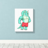 Triceratops als Bodybuilder in Bodybuilding Canvas Afdruk (Insitu (Houten vloer))