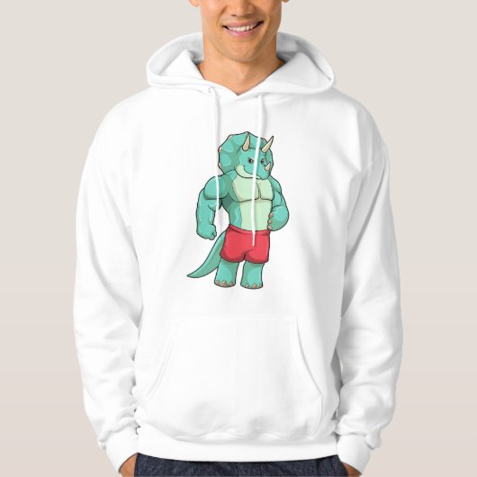Triceratops als Bodybuilder in Bodybuilding Hoodie (Voorkant)