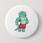Triceratops als Bodybuilder in Bodybuilding Ronde Button 7,6 Cm (Voorkant)