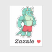 Triceratops als Bodybuilder in Bodybuilding Sticker (Vel)