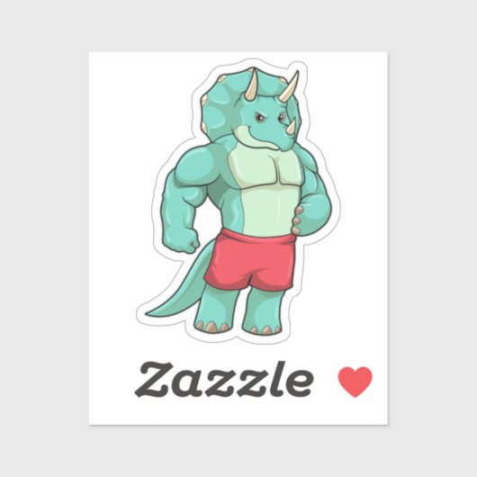 Triceratops als Bodybuilder in Bodybuilding Sticker (Vel)