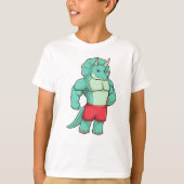Triceratops als Bodybuilder in Bodybuilding T-shirt (Voorkant)