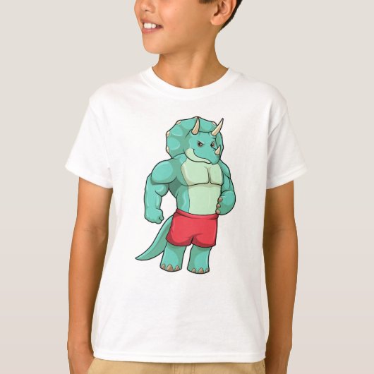 Triceratops als Bodybuilder in Bodybuilding T-shirt (Voorkant)