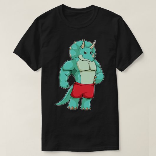 Triceratops als Bodybuilder in Bodybuilding T-shirt (Design voorkant)