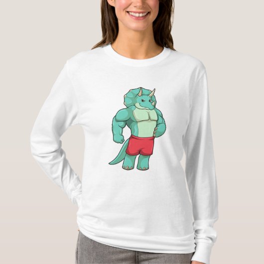 Triceratops als Bodybuilder in Bodybuilding T-shirt (Voorkant)