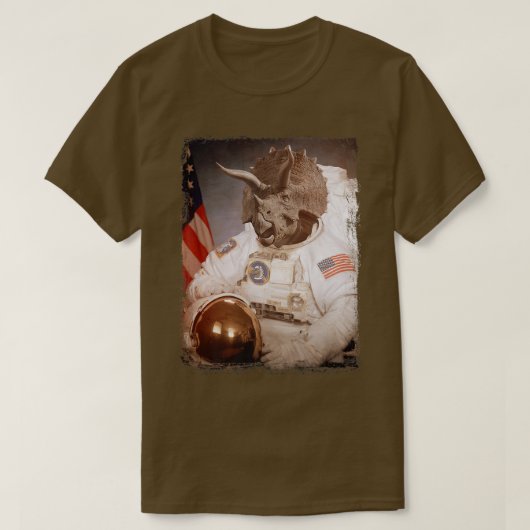 Triceratops Astronaut Dinosaur Space Suit Moon Din T-shirt (Design voorkant)