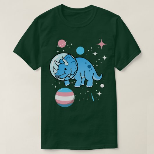 Triceratops Astronaut Trans Pride T-shirt (Design voorkant)