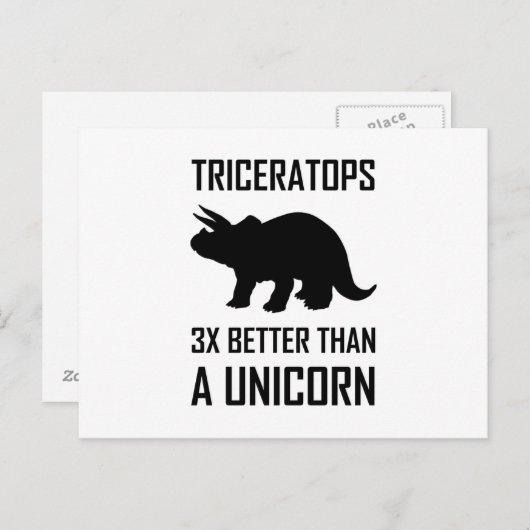 Triceratops Beter dan Unicorn Briefkaart (Voorkant / Achterkant)