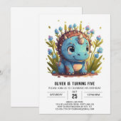 Triceratops bewerkbare dinosaurus jongen verjaarda kaart (Voorkant / Achterkant)