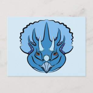 Triceratops Blue Cute Dinosaur Briefkaart