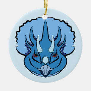 Triceratops Blue Cute Dinosaur Keramisch Ornament