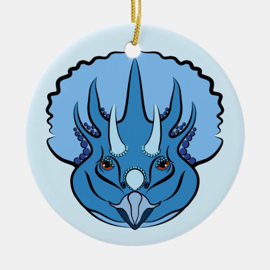 Triceratops Blue Cute Dinosaur Keramisch Ornament (Voorkant)