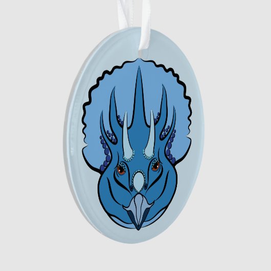 Triceratops Blue Cute Dinosaur Ornament (voorkant)