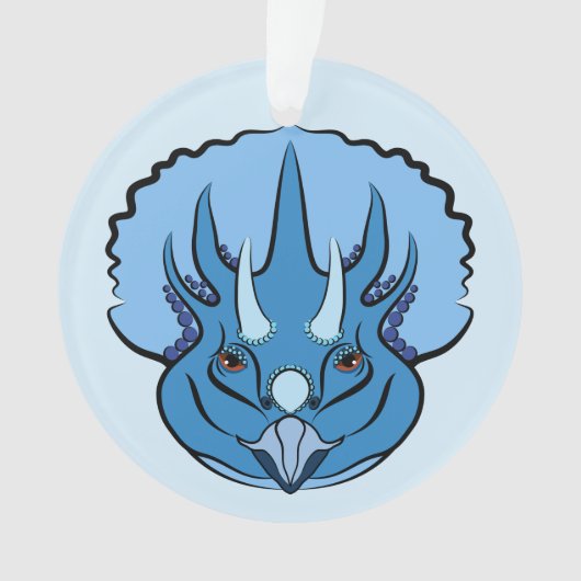 Triceratops Blue Cute Dinosaur Ornament (voorkant)