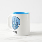 Triceratops Blue Cute Dinosaur Personalized Tweekleurige Koffiemok (Voorkant links)