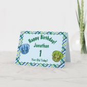 Triceratops Blue en Green Cute Dinosaur Birthday Kaart (Voorkant)