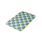 Triceratops Blue en Green Cute Dinosaur Pattern Badmat (Gekanteld)