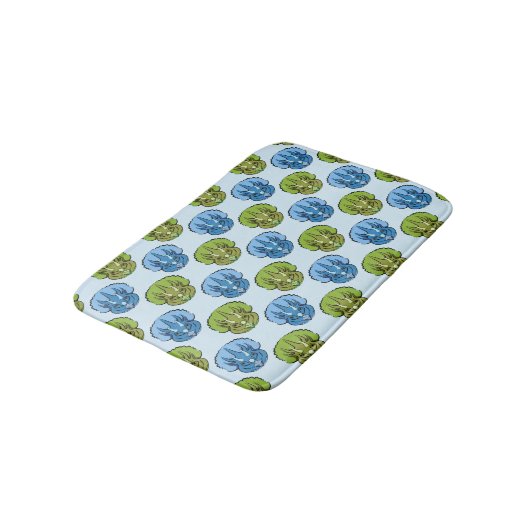Triceratops Blue en Green Cute Dinosaur Pattern Badmat (Gekanteld)