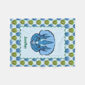 Triceratops Blue en Green Cute Dinosaur Pattern Fleece Deken (Voorkant (Horizontaal))