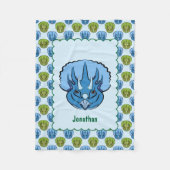 Triceratops Blue en Green Cute Dinosaur Pattern Fleece Deken (Voorkant)