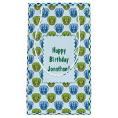 Triceratops Blue en Green Cute Dinosaur Pattern Klein Cadeauzakje (Voorkant)