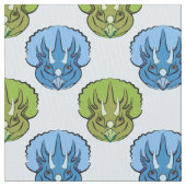 Triceratops Blue en Green Cute Dinosaur Pattern Stof (Close Up)