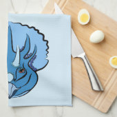 Triceratops Blue en Green Cute Dinosaurs Theedoek (Quarter Fold)